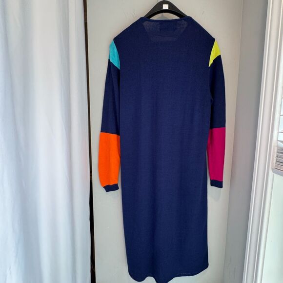VTG Laura by Alyzia Colorblock Sweater Dress Women's SZ 10 Bright Acrylic Nylon - Picture 5 of 9